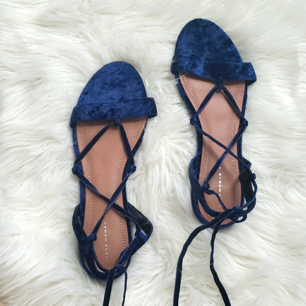 Blue suede Zara strappy sandals